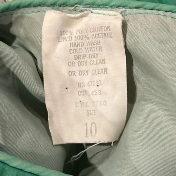 Vintage 70s Spring Green Pleated Chiffon Maxi Dress - Picture 7 of 8